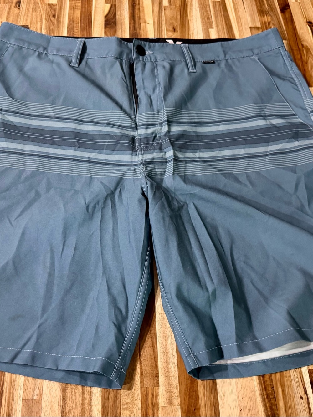 Hurley Slate Blue Striped Athletic Shorts 36